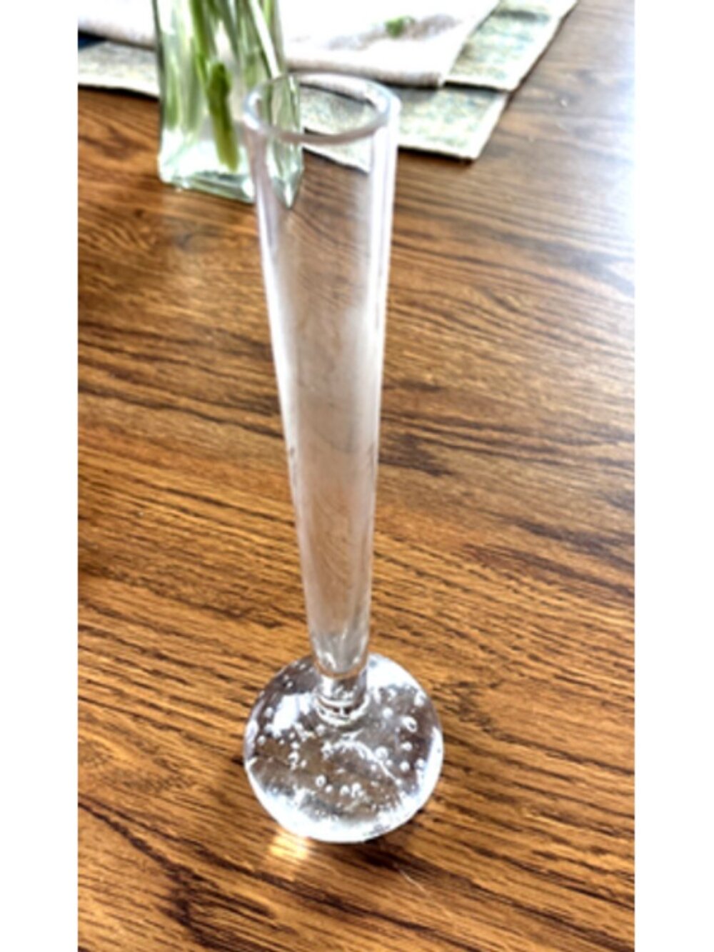 Tall Stem bud vase clear bubble base